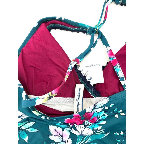 Tommy Bahama Green Floral Springs Caledon Sea Wrap Tankini Swim Top XS NEW - Picture 5 of 5